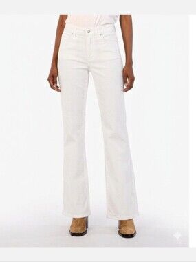 Kut from the Kloth White High-Rise Corduroy Flare Jeans